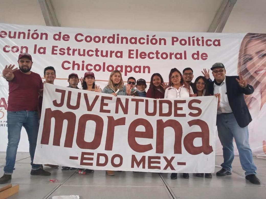 Juventudes Morena-Chicoloapan a la vanguardia en campañas; abrazan con fe a  Nancy Gómez
